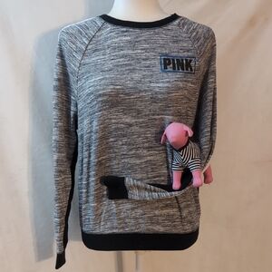 PINK Victoria's Secret X-Small - Back 86 Love Pink Black and White Long Sleeve